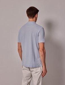 Light Blue Mercerized Cotton Polo Shirt - Short Sleeve-preview3