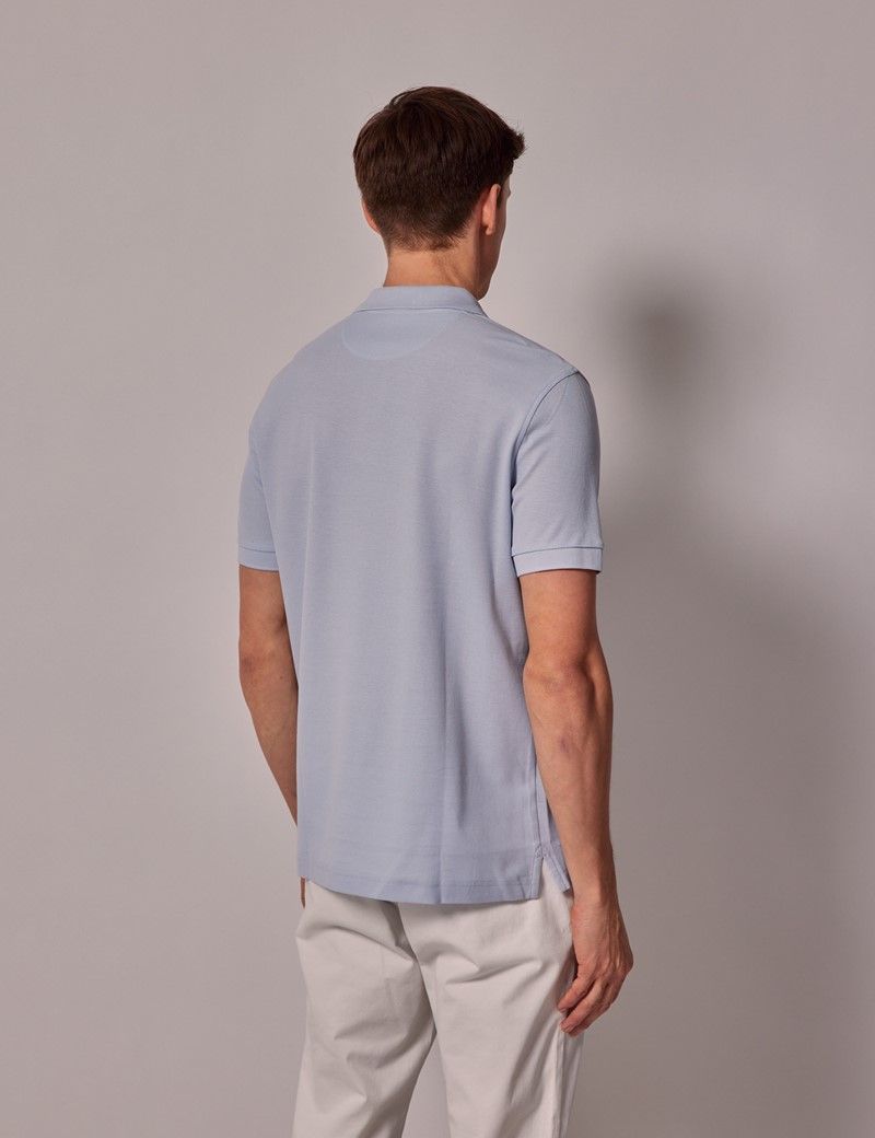 Men's Light Blue Mercerized Cotton Polo Shirt - Short Sleeve | Hawes ...