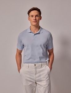 Light Blue Mercerized Cotton Polo Shirt - Short Sleeve-preview4