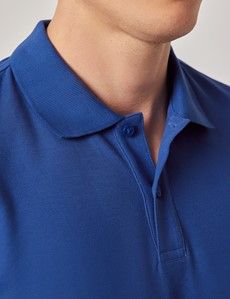 Royal Blue Mercerised Cotton Polo Shirt - Short Sleeve-preview1