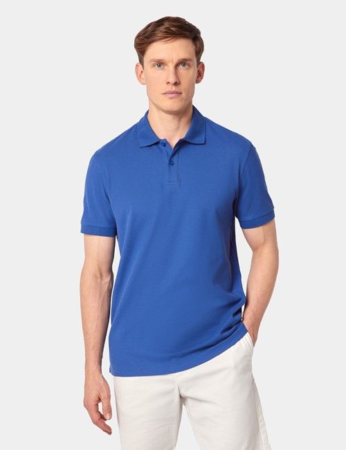 Royal Blue Mercerised Cotton Polo Shirt - Short Sleeve