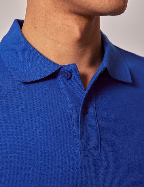 Cobalt Blue Mercerized Cotton Polo Shirt - Short Sleeve-preview