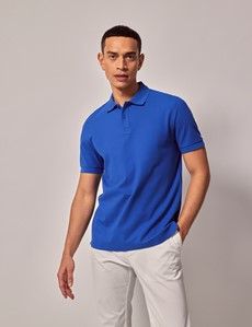Cobalt Blue Mercerized Cotton Polo Shirt - Short Sleeve-preview2