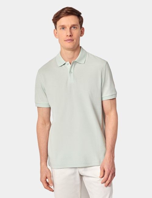 Light Green Mercerised Cotton Polo Shirt - Short Sleeve