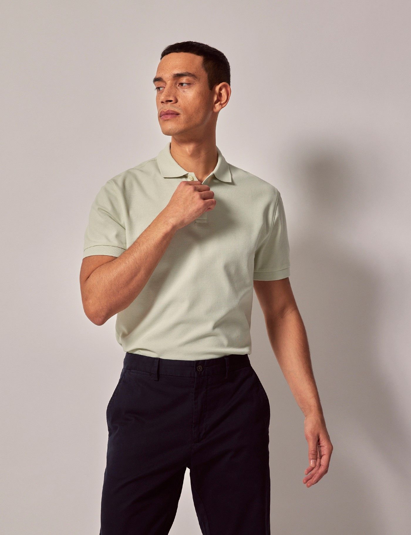 Men's Mint Mercerised Cotton Polo Shirt - Short Sleeve | Hawes and Curtis