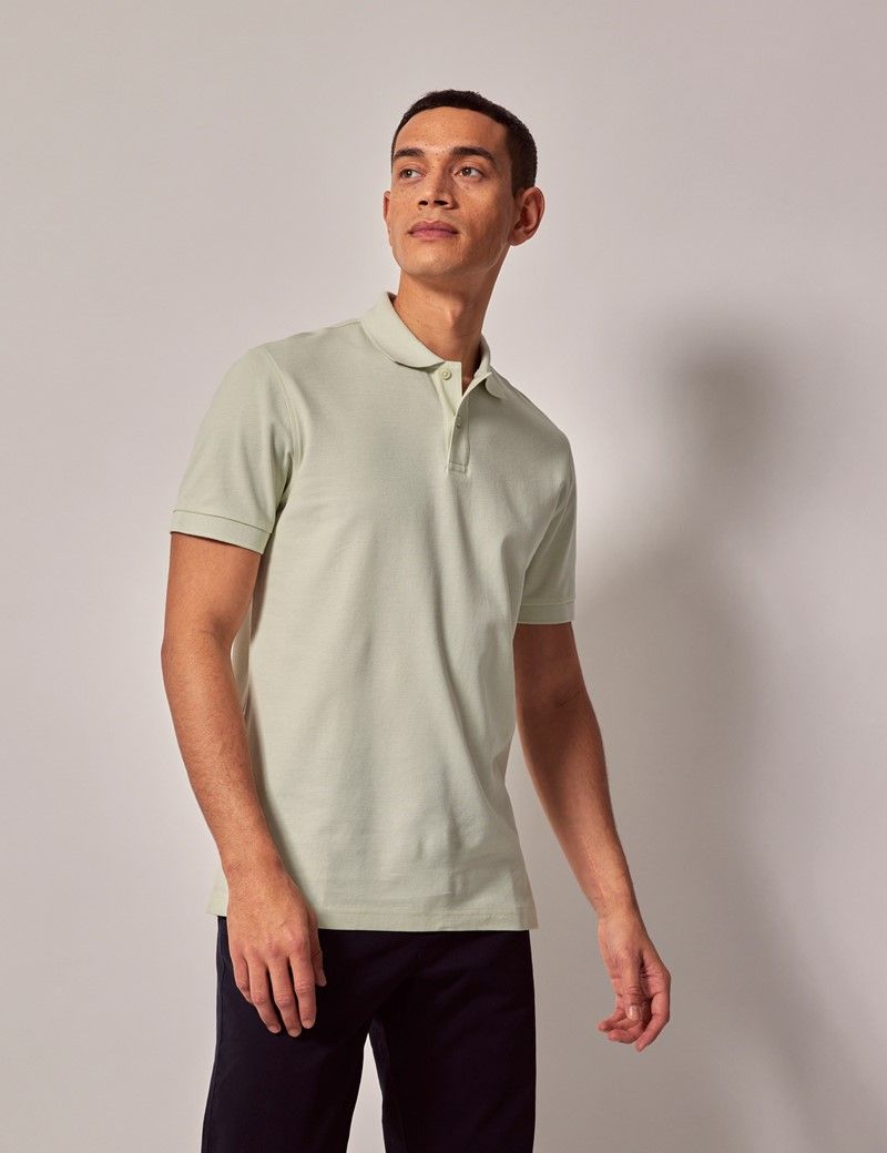 Men s Mint Mercerised Cotton Polo Shirt Short Sleeve Hawes and Curtis