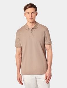 Slim Fit Dark Beige Piqué Polo Shirt