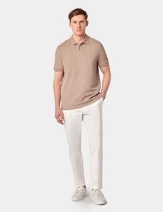 Slim Fit Dark Beige Piqué Polo Shirt