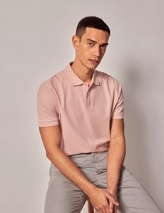 Pink Mercerised Cotton Polo Shirt - Short Sleeve