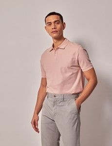 Pink Mercerised Cotton Polo Shirt - Short Sleeve-preview4