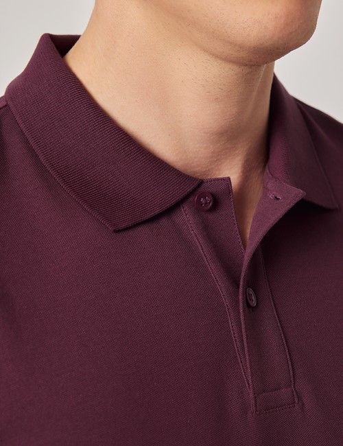 Wine Mercerised Cotton Polo Shirt - Short Sleeve-preview