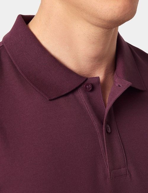 Wine Mercerised Cotton Polo Shirt - Short Sleeve-preview