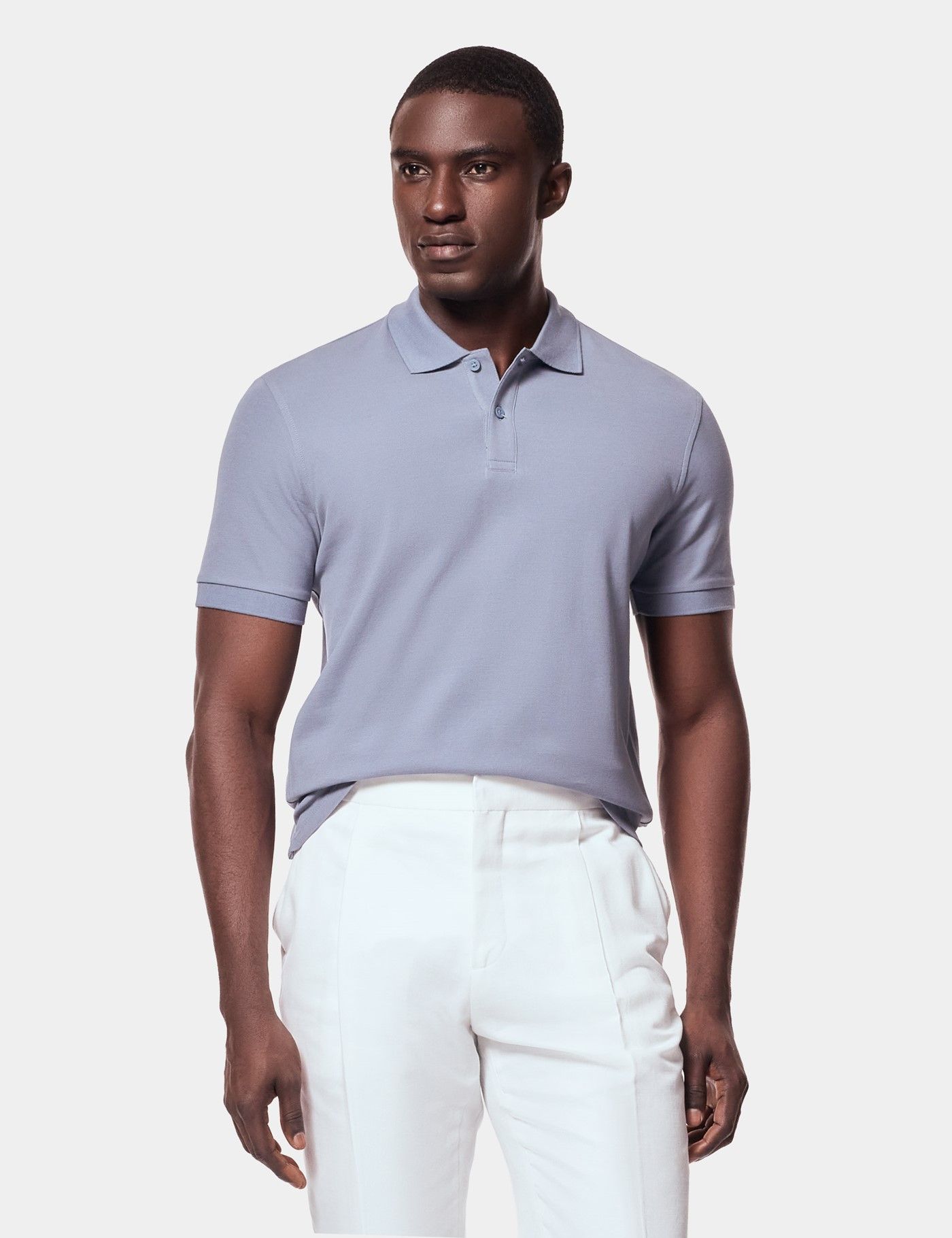 トップス WIND AND SEA SEA Dry Kando Polo Shirt Men's Ocean Blue Mercerised Cotton Piqué Polo Shirt - Short Sleeve