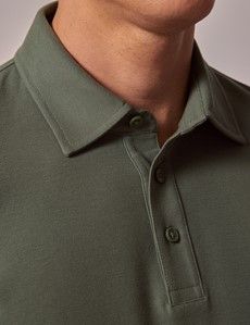 Green Mercerised Cotton Polo Shirt – Long Sleeve-preview1