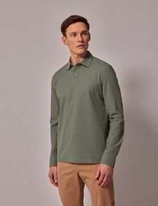 Green Mercerised Cotton Polo Shirt – Long Sleeve-preview2