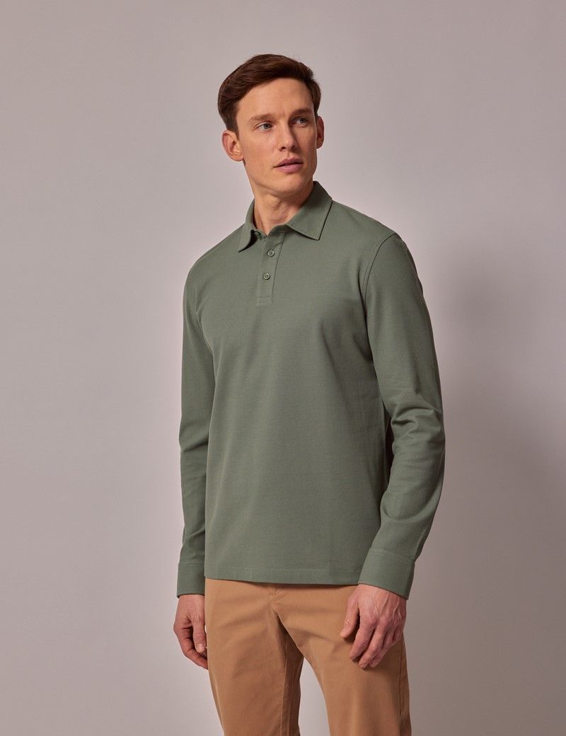 Green shops long sleeve polo