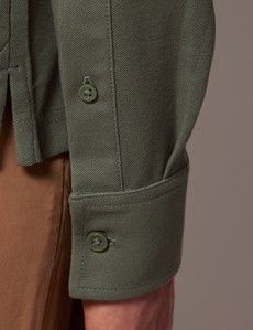 Green Mercerised Cotton Polo Shirt – Long Sleeve-preview3
