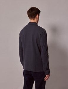 Charcoal Mercerized Cotton Polo Shirt – Long Sleeve-preview4