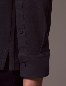 Charcoal Mercerized Cotton Polo Shirt – Long Sleeve-preview3