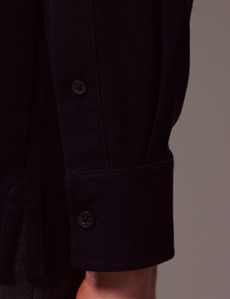 Navy Mercerised Cotton Polo Shirt – Long Sleeve-preview3