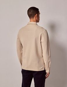 Beige  Mercerised Cotton Polo Shirt – Long Sleeve-preview4