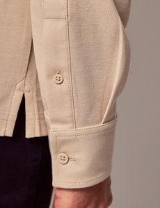 Beige  Mercerised Cotton Polo Shirt – Long Sleeve-preview3