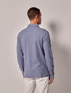 Ocean Blue Mercerised Cotton Polo Shirt – Long Sleeve-preview4
