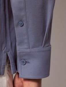 Ocean Blue Mercerised Cotton Polo Shirt – Long Sleeve-preview3