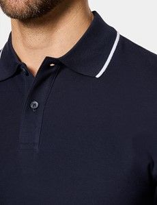 Navy Tipped Piqué Polo Shirt