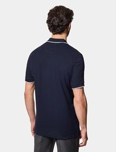 Navy Tipped Piqué Polo Shirt