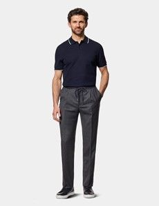 Navy Tipped Piqué Polo Shirt