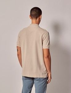 Beige Tipped Mercerized Cotton Polo Shirt – Short Sleeve-preview3