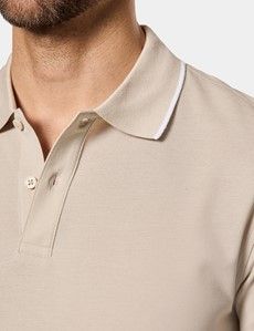 Beige Tipped Piqué Polo Shirt