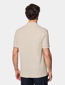Beige Tipped Piqué Polo Shirt