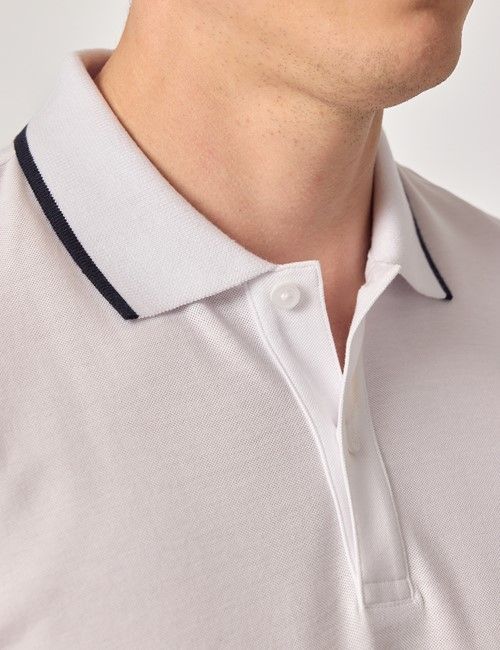 White Tipped Mercerised Cotton Polo Shirt – Short Sleeve-preview