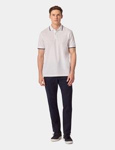 Slim Fit White Tipped Piqué Polo Shirt