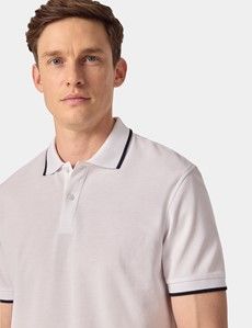 Slim Fit White Tipped Piqué Polo Shirt