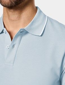 Light Blue Tipped Piqué Polo Shirt