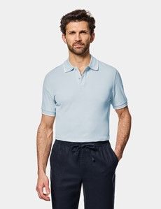 Light Blue Tipped Piqué Polo Shirt