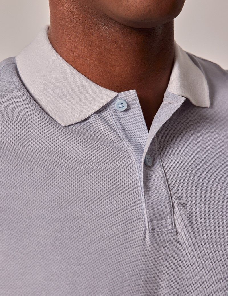 Mens Light Blue Tipped Mercerised Cotton Polo Shirt Lords Limited