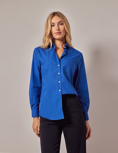 Blue Cotton Relaxed Fit Shirt - Chest Pocket