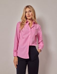 Pink Cotton Relaxed Fit Shirt - Chest Pocket-preview2