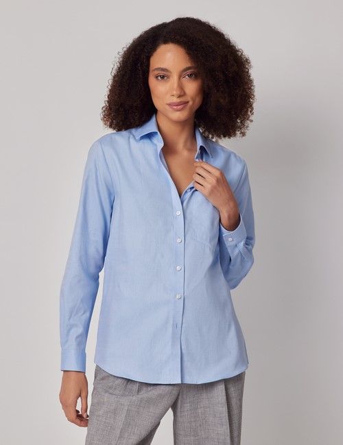 Blue Cotton Relaxed Fit Shirt - Chest Pocket