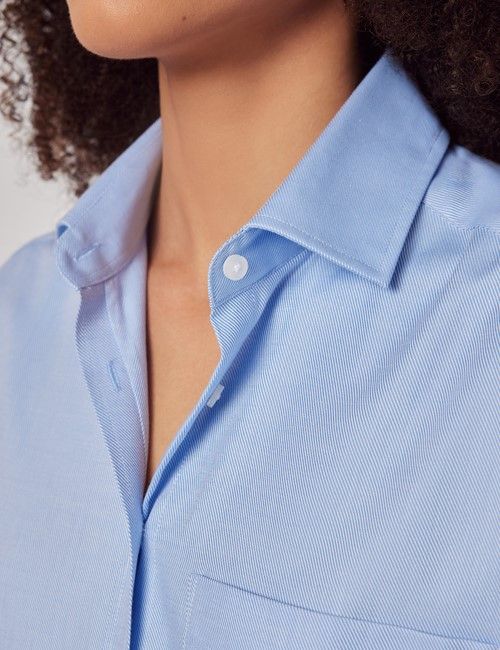 Blue Cotton Relaxed Fit Shirt - Chest Pocket-preview