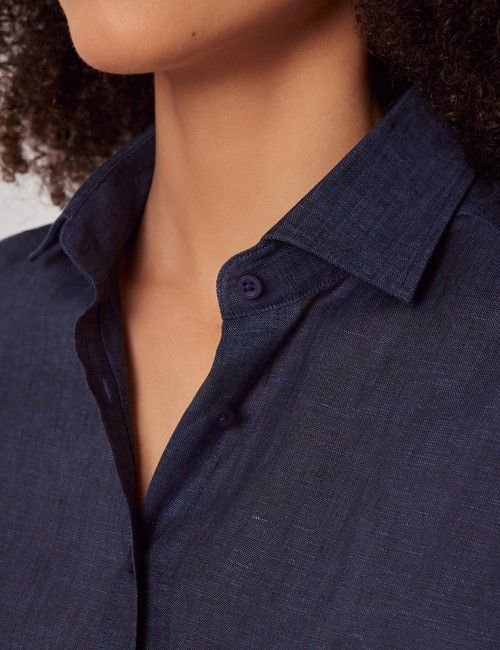 Navy Linen Relaxed Fit Shirt-preview