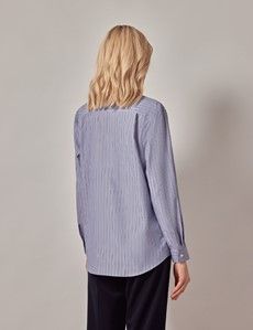 Relaxed Fit Navy & White Double Stripe Shirt-preview4