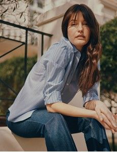 Relaxed Fit Navy & White Double Stripe Shirt-preview1