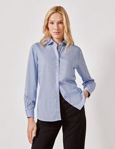 売れ筋商品|||エンヴィ シャツ レディース トップス CAROLA TIE SHIRT - Blouse - illusion blue COOL STRIPE blouse | Dorothee Schumacher