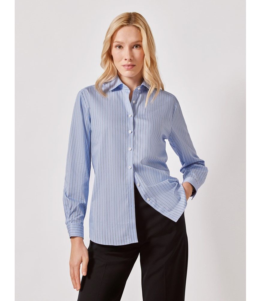 売れ筋商品|||フィオルッチ シャツ レディース トップス STRIPED SHIRT - Button-down blouse - light blue Blu White Blu Women's Striped Button-Down Shirt - Cotton