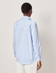 Relaxed Fit Blue & White Fine Stripe Shirt